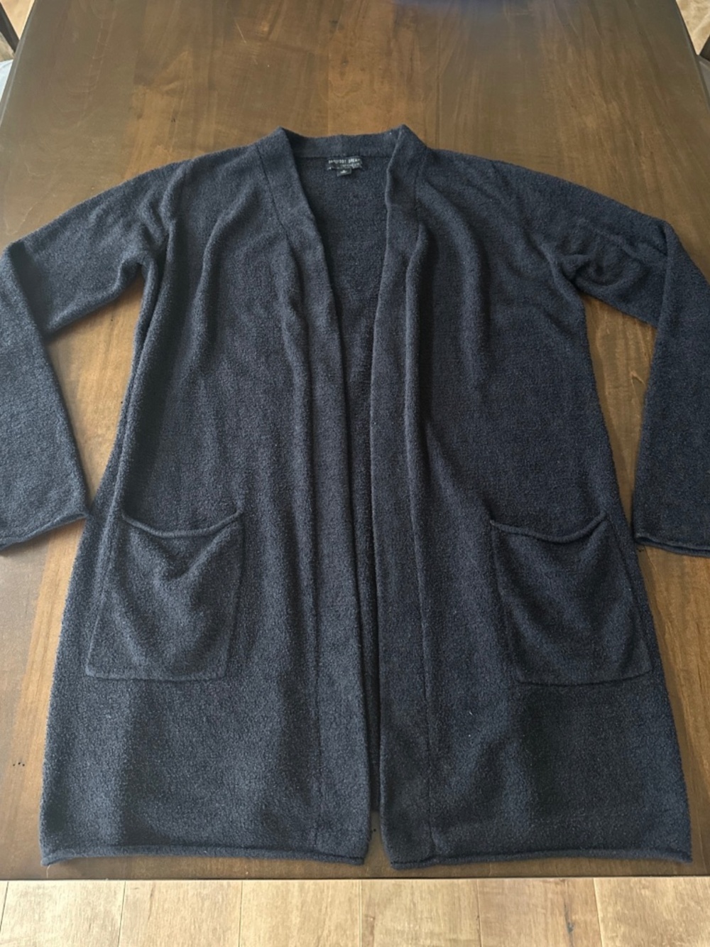 Barefoot Dreams Open Front Sweater Black Sz Medium Cozy Chic Cardigan Pockets